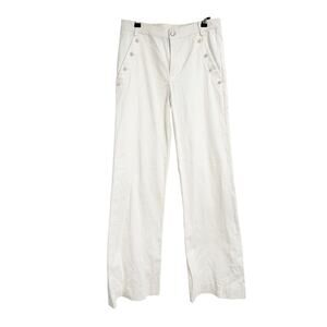 Cami NYC Womens Cotton Faux Pearl Accent High Rise Wide Leg Pants White Size 6